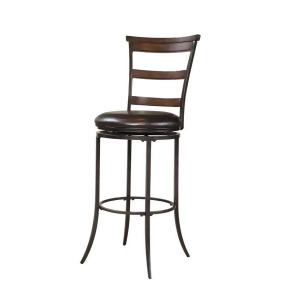 Hillsdale Cameron Bar Stool Charcoal Gray Metal Chestnut Brown Wood 4671-832 - All