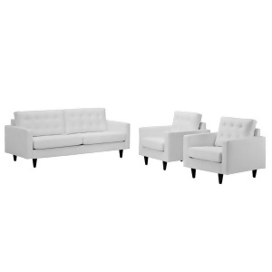 Modway Furniture Empress Sofa and Armchairs Set of 3 White Eei-1312-whi - All