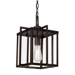 Trans Globe Boxed 12' Pendant Rubbed Oil Bronze Clear Glass Panels 10211Rob - All