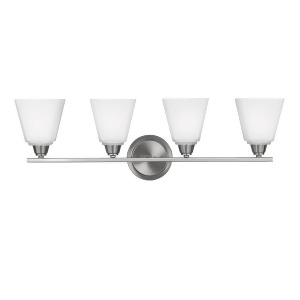 Sea Gull Lighting Parkfield Four Light Wall / Bath Vanity Brushed Nickel with Etched Glass Painted White Inside 4413004-962 - All