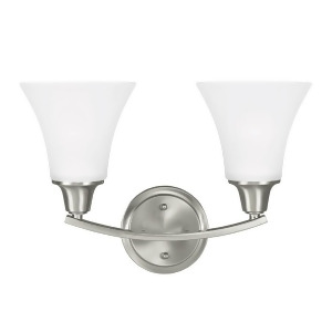 Sea Gull Lighting Metcalf Two Light Wall / Bath Vanity Brushed Nickel with Satin Etched Glass 4413202-962 - All