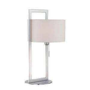 Lite Source Table Lamp Chrome/White Fabric Shade E27 Cfl 13W Ls-22630 - All