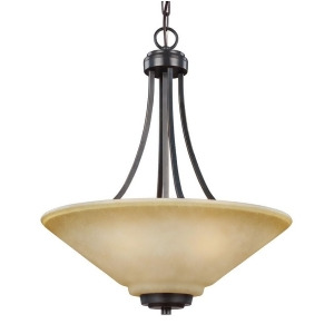Sea Gull Lighting Parkfield Three Light Up Pendant Flemish Bronze with Creme Parchment Glass 6613003-845 - All