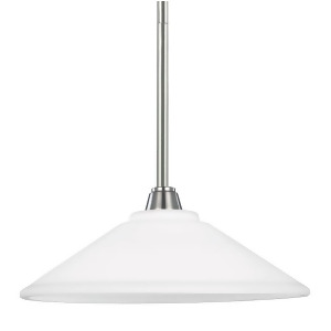 Sea Gull Lighting Parkfield One Light Down Pendant Brushed Nickel with Etched Glass Painted White Inside 6513001-962 - All
