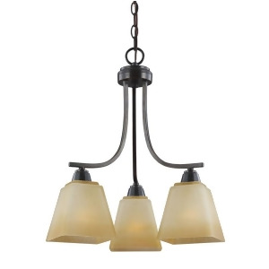 Sea Gull Lighting Parkfield Three Light Down Chandelier Flemish Bronze with Creme Parchment Glass 3213003-845 - All