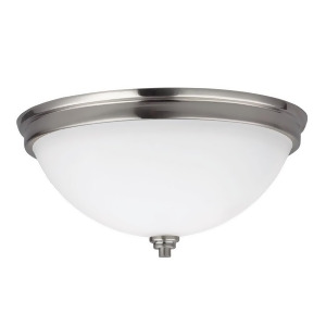 Sea Gull Lighting Two Light Flushmount Brushed Nickel with Satin Etched Glass Painted White Inside 75520-962 - All