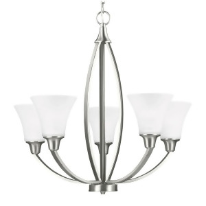 Sea Gull Lighting Metcalf Five Light Chandelier Brushed Nickel with Satin Etched Glass 3113205-962 - All