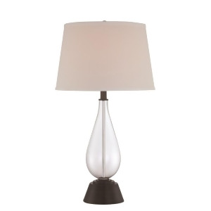 Lite Source Table Lamp D. Brz/Clear Glass/Off-White Fabric E27 Cfl 23W Ls-22676 - All