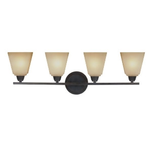 Sea Gull Lighting Parkfield Four Light Wall / Bath Vanity Flemish Bronze with Creme Parchment Glass 4413004-845 - All