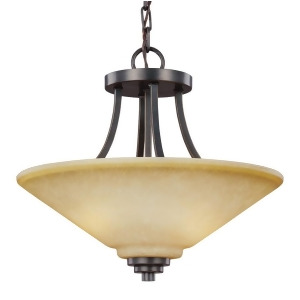 Sea Gull Lighting Parkfield Two Light Semi-Flush Convertible Pendant Flemish Bronze with Creme Parchment Glass 7713002-845 - All