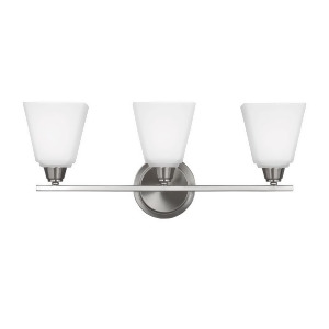 Sea Gull Lighting Parkfield Three Light Wall / Bath Vanity Brushed Nickel with Etched Glass Painted White Inside 4413003-962 - All