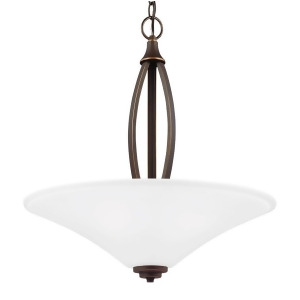 Sea Gull Lighting Metcalf Three Light Up Pendant Autumn Bronze with Satin Etched Glass 6613203-715 - All