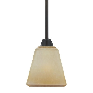 Sea Gull Lighting Parkfield One Light Mini-Pendant Flemish Bronze with Creme Parchment Glass 6113001-845 - All