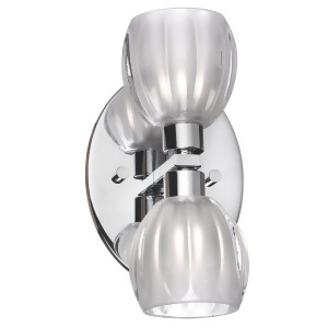 Dainolite 2 Light Wall Sconce Chrome/Clear Frosted Floral Glass V281-2w-pc - All