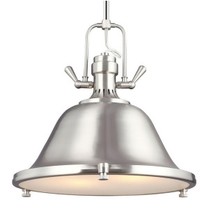 Sea Gull Lighting Stone Street Two Light Pendant Brushed Nickel with Satin Etched Glass Diffuser 6514402-962 - All
