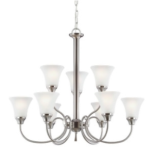 Sea Gull Lighting Holman Nine Light Chandelier Brushed Nickel with Satin Etched Glass 31810-962 - All