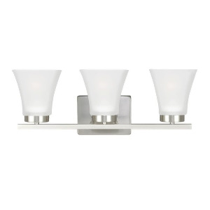 Sea Gull Lighting Bayfield Three Light Bath/Wall Brushed Nickel with Satin Etched Glass 4411603-962 - All