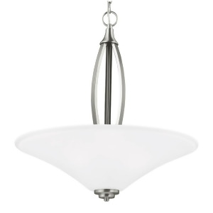 Sea Gull Lighting Metcalf Three Light Up Pendant Brushed Nickel with Satin Etched Glass 6613203-962 - All