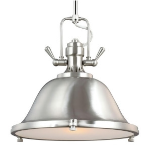 Sea Gull Lighting Stone Street One Light Pendant Brushed Nickel with Satin Etched Glass Diffuser 6514401-962 - All