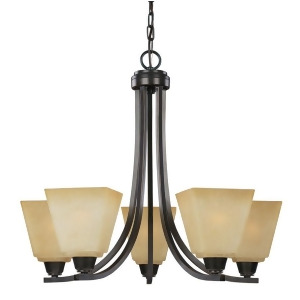 Sea Gull Lighting Parkfield Five Light Chandelier Flemish Bronze with Creme Parchment Glass 3113005-845 - All
