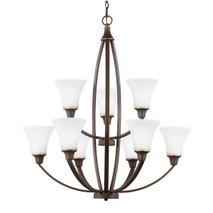 Sea Gull Lighting Metcalf Nine Light Chandelier Autumn Bronze with Satin Etched Glass 3113209-715 - All