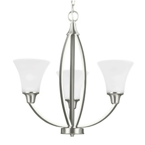 Sea Gull Lighting Metcalf Three Light Chandelier Brushed Nickel with Satin Etched Glass 3113203-962 - All