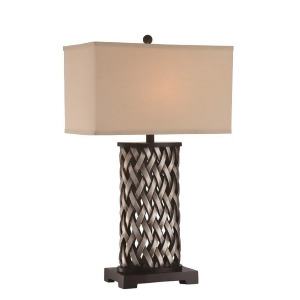 Lite Source Table Lamp Aged Silver/Beige Linen Shade E27 A 150W Ls-22660 - All