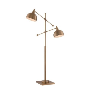 Lite Source 2-Lite Metal Floor Lamp Brushed Brass E27 Cfl 23Wx2 Ls-82605 - All