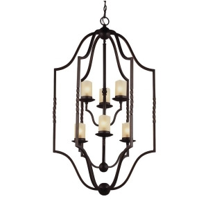 Sea Gull Lighting Trempealeau Six Light Hall / Foyer Roman Bronze with Champagne Seeded Glass 5110606-191 - All