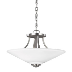 Sea Gull Lighting Parkfield Two Light Semi-Flush Convertible Pendant Brushed Nickel with Etched Glass Painted White Inside 7713002-962 - All