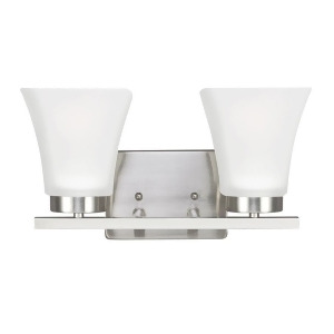 Sea Gull Lighting Bayfield Two Light Bath/Wall Brushed Nickel with Satin Etched Glass 4411602-962 - All