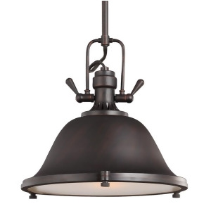 Sea Gull Lighting Stone Street One Light Pendant Burnt Sienna with Satin Etched Glass Diffuser 6514401-710 - All