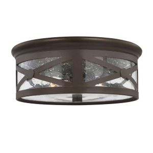 Sea Gull Lighting Lakeview Two Light Outdoor Ceiling Flush Mount Antique Bronze with Clear Seeded Glass 7821402-71 - All