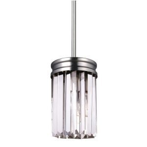 Sea Gull Lighting Carondelet One Light Mini-Pendant Antique Brushed Nickel with Prismatic Glass Crystal 6114001-965 - All