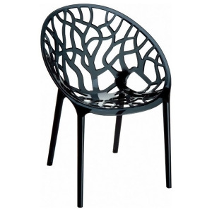 Compamia Crystal Polycarbonate Modern Dining Chair Clear Black Isp052-tbla - All