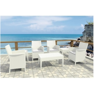Compamia California Wickerlook Casual 7 Pc Seating Set White Isp8062s-wh - All
