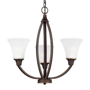 Sea Gull Lighting Metcalf Three Light Chandelier Autumn Bronze with Satin Etched Glass 3113203-715 - All