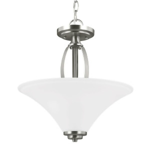 Sea Gull Lighting Metcalf Two Light Semi-Flush Convertible Pendant Brushed Nickel with Satin Etched Glass 7713202-962 - All