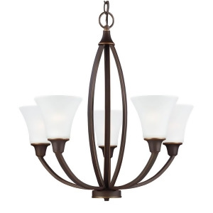 Sea Gull Lighting Metcalf Five Light Chandelier Autumn Bronze with Satin Etched Glass 3113205-715 - All