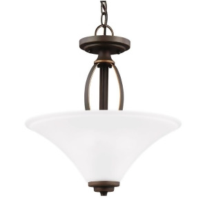 Sea Gull Lighting Metcalf Two Light Semi-Flush Convertible Pendant Autumn Bronze with Satin Etched Glass 7713202-715 - All