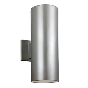 Sea Gull Lighting 5 Outdoor Bullet Two Light Wall Lantern Painted Brushed Nickel with Clear Tempered Glass 8313802-753 - All