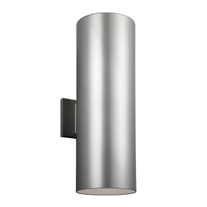 Sea Gull Lighting 6 Outdoor Bullet Two Light Wall Lantern Painted Brushed Nickel with Clear Tempered Glass 8313902-753 - All