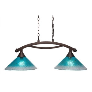 Toltec Lighting Bow 2 Light Island Light Shown in Bronze Finish with 12' Teal Crystal Glass Bronze 872-Brz-448 - All