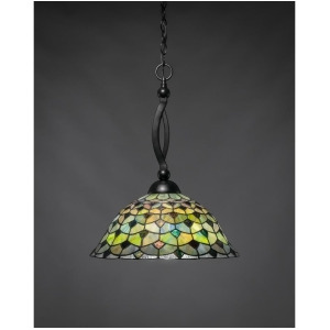 Toltec Lighting Bow Pendant Matte Black Finish w/ 16' Crescent Tiffany Glass 271-Mb-996 - All