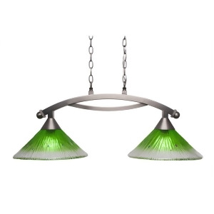 Toltec Lighting Bow 2 Light Island Light Shown in Brushed Nickel Finish with 12' Kiwi Green Crystal Glass Brushed Nickel 872-Bn-447 - All