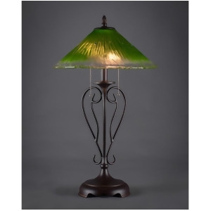 Toltec Lighting Olde Iron Table Lamp Dark Granite w/ 16' Kiwi Green Crystal Glass 42-Dg-717 - All