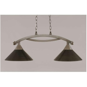 Toltec Lighting Bow 2 Light Island Light Shown in Brushed Nickel Finish with 12' Charcoal Spiral Glass Brushed Nickel 872-Bn-442 - All