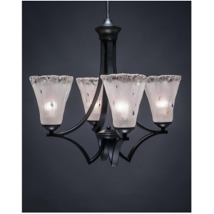 Toltec Lighting Zilo 4 Light Chandelier Matte Black Finish w/ 5.5' Fluted Frosted Crystal Glass 564-Mb-721 - All