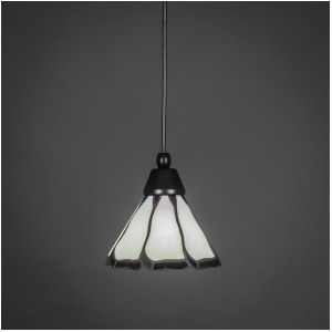 Toltec Lighting Cord Mini Pendant Matte Black Finish w/ 7' Pearl Black Flair Tiffany Glass 22-Mb-9125 - All