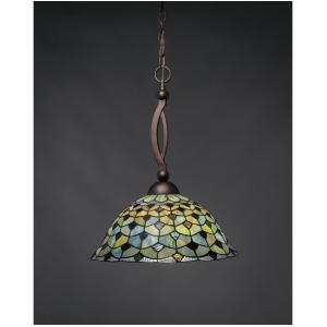 Toltec Lighting Bow Pendant Bronze Finish w/ 16' Crescent Tiffany Glass 271-Brz-996 - All